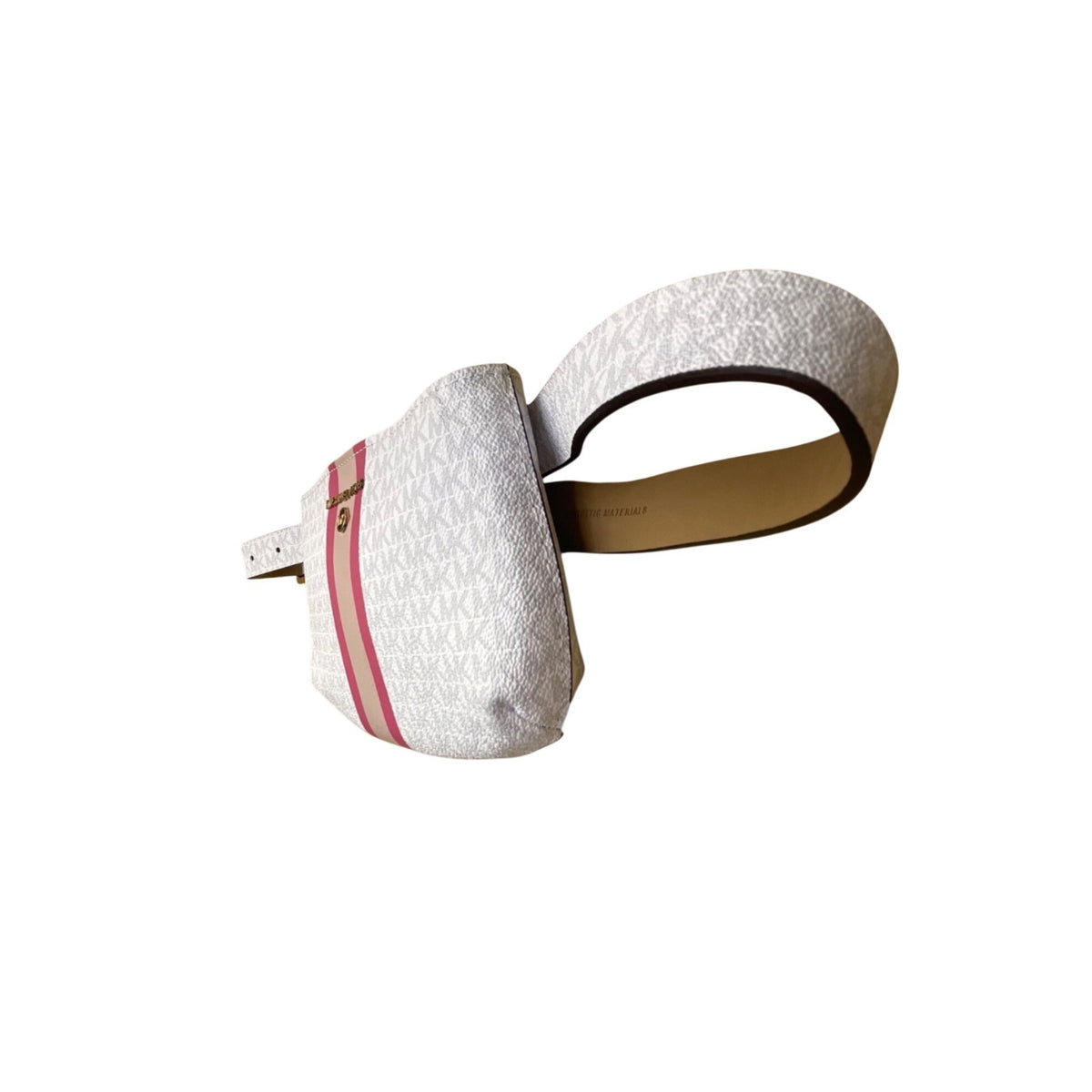 Michael Kors Women’s White Pink Signature Monogram three Stripe Belt Bag S/M