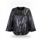Kenneth Cole Reaction Womens Black Shiny Jacket Stylish Lightweight Design Sz M