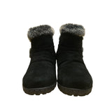 Khombu Women’s Black Leather Faux Fur Winter Buckle Accent Ankle Boots Size 8M