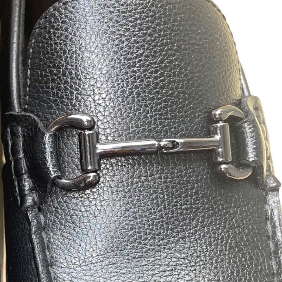 MJNY Marc Joseph Men’s Black Horse-bit Accent Slip-On Driving Loafers Size 8.5