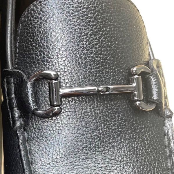 MJNY Marc Joseph Men’s Black Horse-bit Accent Slip-On Driving Loafers Size 8.5