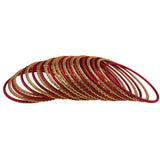 Set Of Red & Gold Tone Metal Womens Indian Bollywood Style Bangles