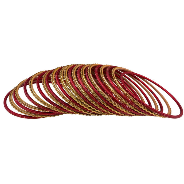 Set Of Red & Gold Tone Metal Womens Indian Bollywood Style Bangles