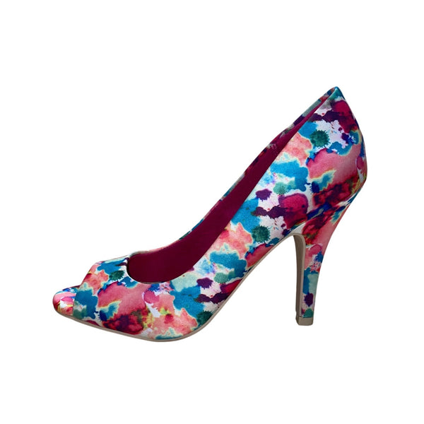 Christian Siriano Women’s Pink Watercolor Ink Blot Heels Sz 6.5
