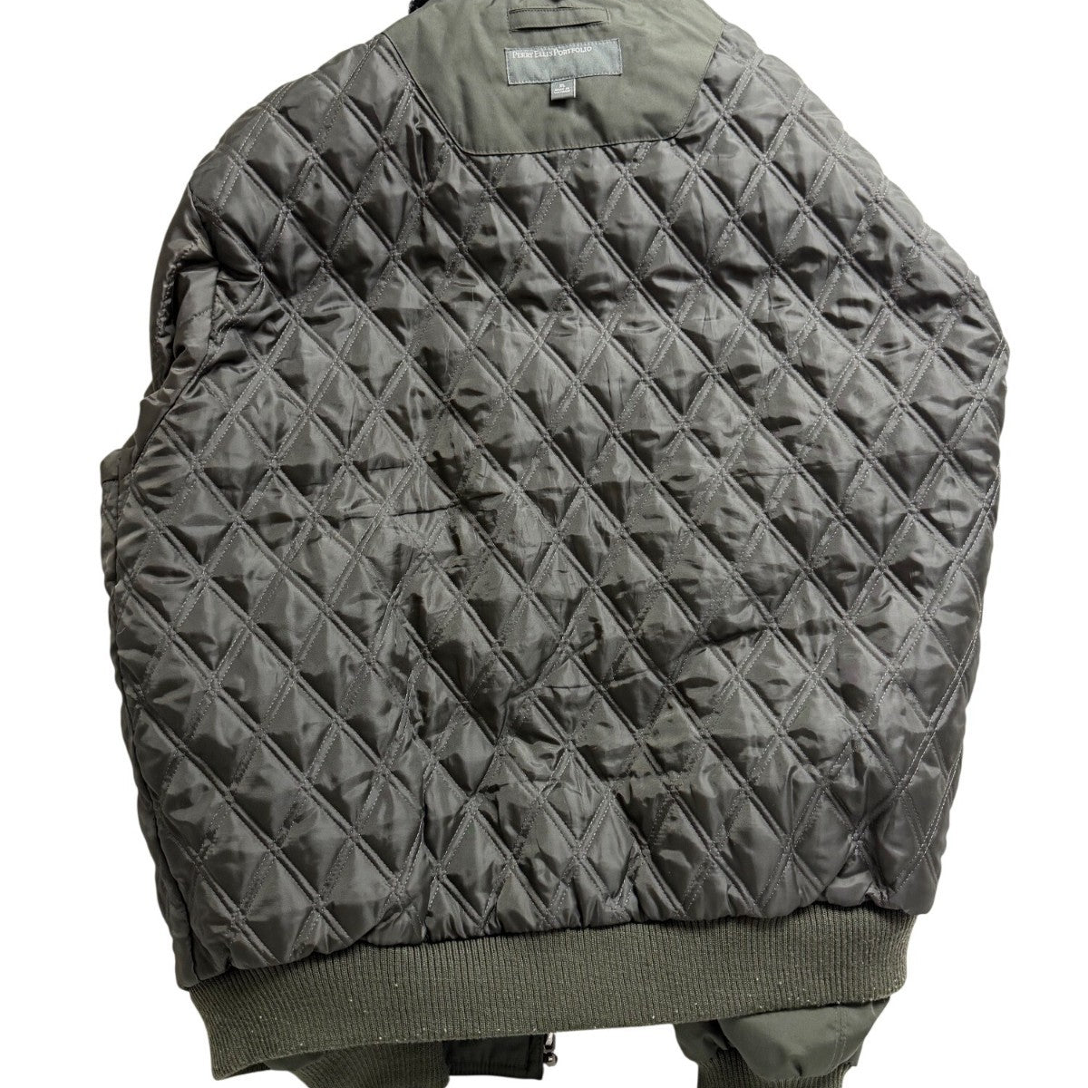 Perry Ellis Portfolio Mens Green Polyester Bomber Jacket Sherpa-Lined Collar Siz