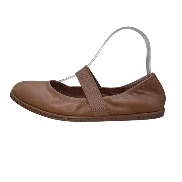 Lucky Brand Women’s Brown Leather Elastic Strap Walnen Ballet Flat Size 8M
