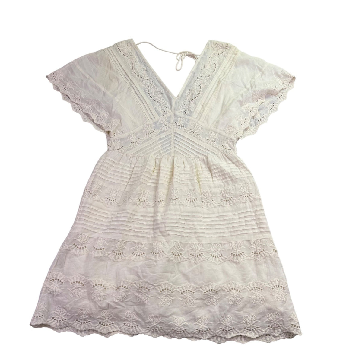 Amuse Society Womens White Cotton Lace Embroidered Mini Dress Boho Style Size S 