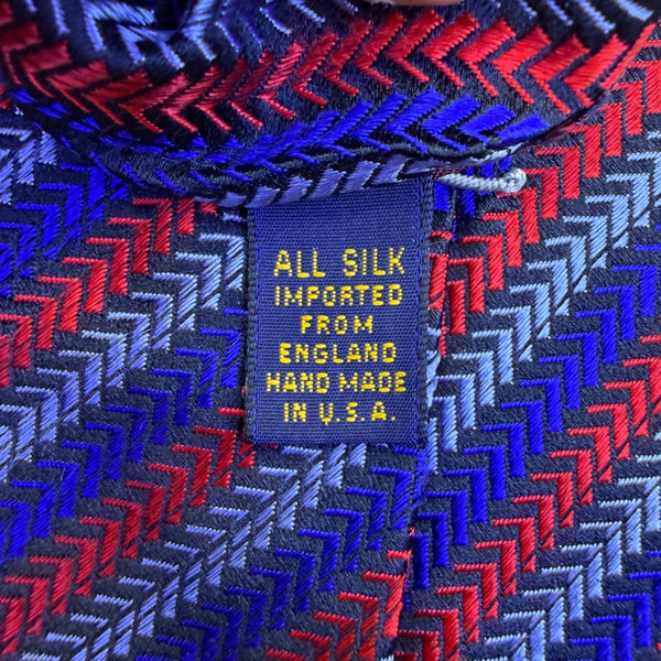 XMI Platinum Mens Red & Blue Silk Handmade Tie Imported From England