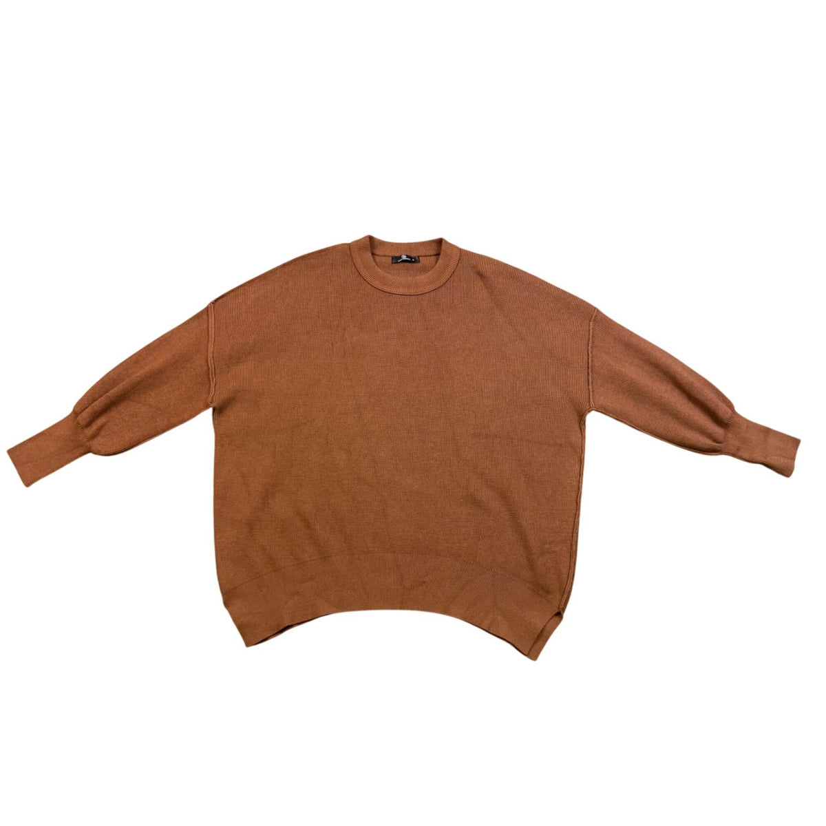 Lilusory Womens Brown Knit Sweater  Oversized Dolman Sleeve Pullover Sz S