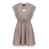 Nicole Miller Womens Brown White Stripe Cotton Wrap Dress Size XS