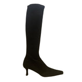 Stuart Weitzman Women’s Black Stretch Suede Empire Knee-High Heeled Boots Size 9