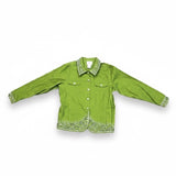 Quacker Factory Womens Green Embellished Button-Up Jacket Size XL