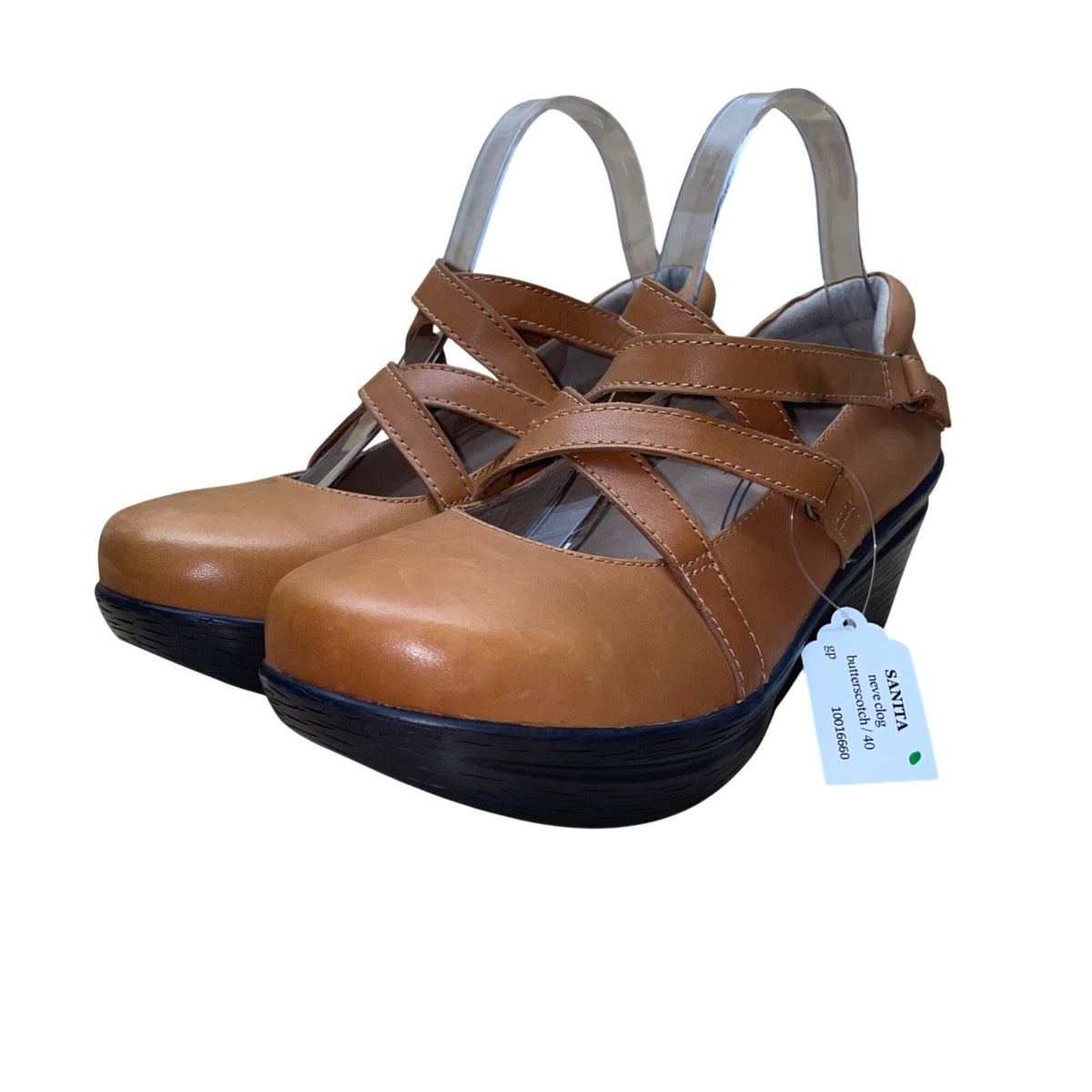 Sanita Women’s Butterscotch Leather Strapped Platform Neve Clogs Size 8.5/9US
