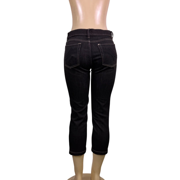 White House Black Market Womens Black Cotton Blend Cropped Capri Jeans Size 6