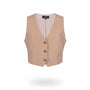 Aakaa Womens Beige Polyester-Rayon Buttoned Vest Stylish & Lightweight Sz M
