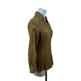 Vintage ReginaPary Womens Brown Button-Up Suede-Style Shirt Jacket