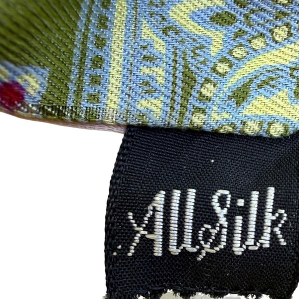 Britches Mens Green & Blue All Silk Patterned Tie Paisley-Diamond Design Elegant