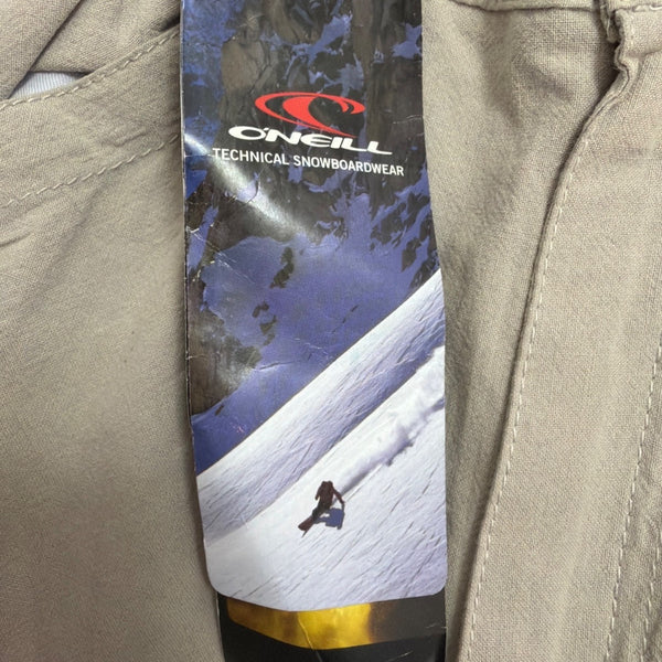 ONeill Kids Beige Bib Snow Pants Embroidered Patches Adjustable Straps Sz 10 New