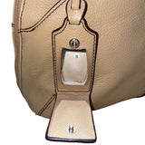 Tignanello Women’s Beige Genuine Leather Pebbled Shoulder Bag With Zip Closure