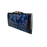Japanese Women’s Blue Fabric & Metal Floral Pattern Clasp Wallet