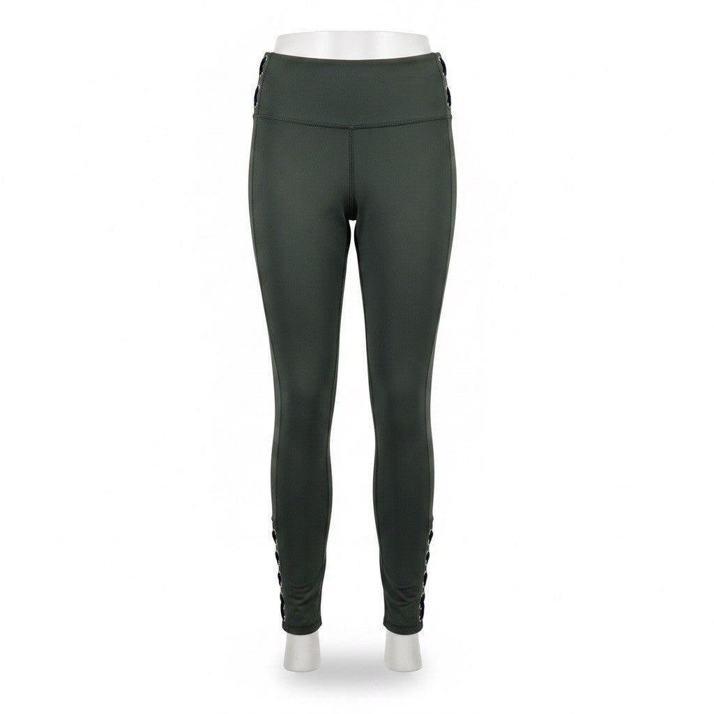 Soul Womens Green Polyester/Spandex High-Waisted Lace-Up Leggings Size S