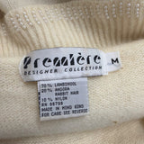 Première Womens Beige Lambswool Off-Shoulder Embroidered Sweater Size M