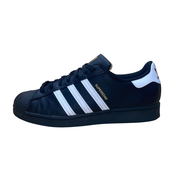 Adidas Men’s Black Leather White Stripes Superstar Shell Toe Sneakers Size 11