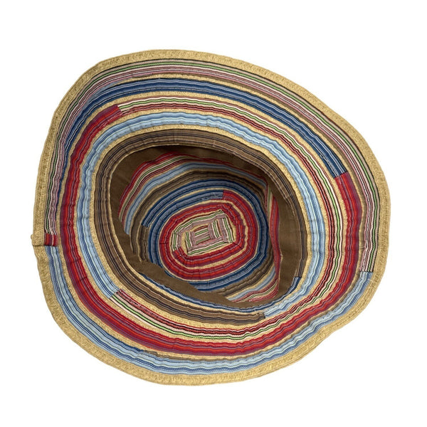 Colorful Striped Womens Sun Hat With Wide Brim - One Size