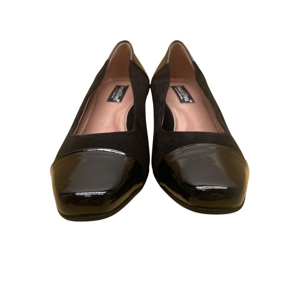 BeautiFeel Women’s Black Suede & Patent Leather Block Heel Pumps Size 39