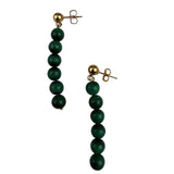 Vintage Green Malachite Womens Necklace & Gold Tone Earrings Set Elegant Design