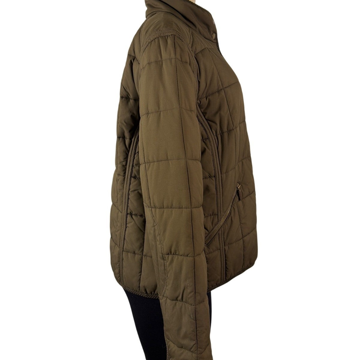 Lauren Ralph Lauren Womens Olive Puffer Jacket Quilted Snap/Zip Sz XL
