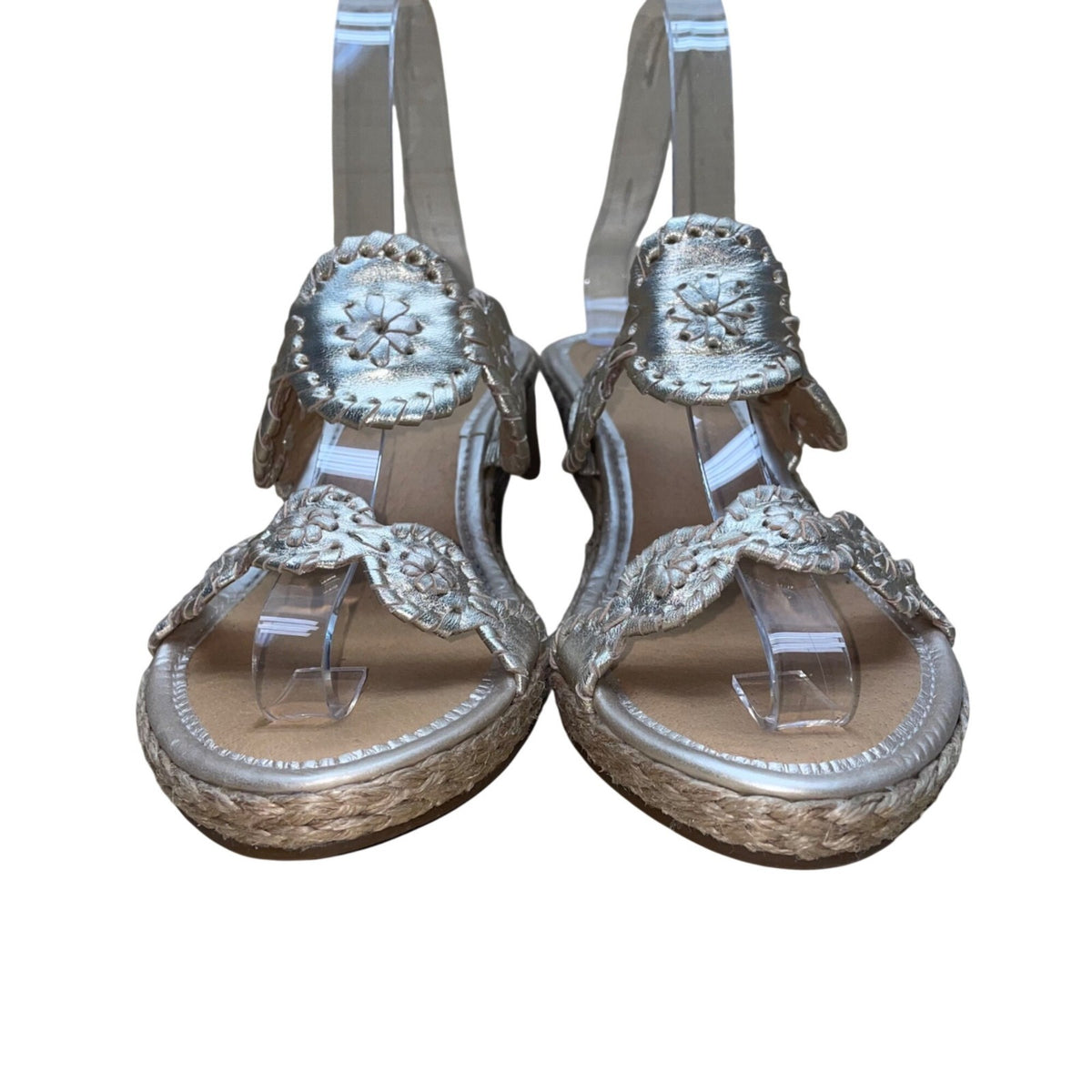Jack Rogers Women’s Gold Metallic Floral Design Open Toe Wedge Sandals Size 8M