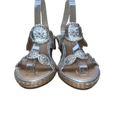 Jack Rogers Women’s Gold Metallic Floral Design Open Toe Wedge Sandals Size 8M