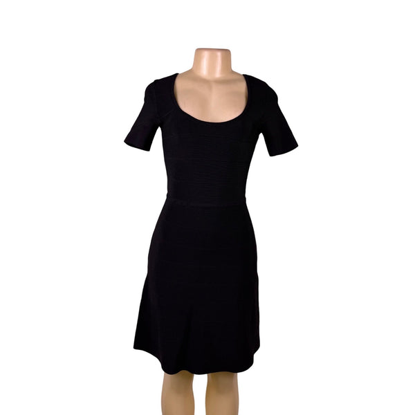 White House Black Market Womens Black  Scoop Neck Short Sleeve Dress Sz XS