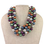 Multicolor Vintage Necklace Womens Resin Five Strand Beaded