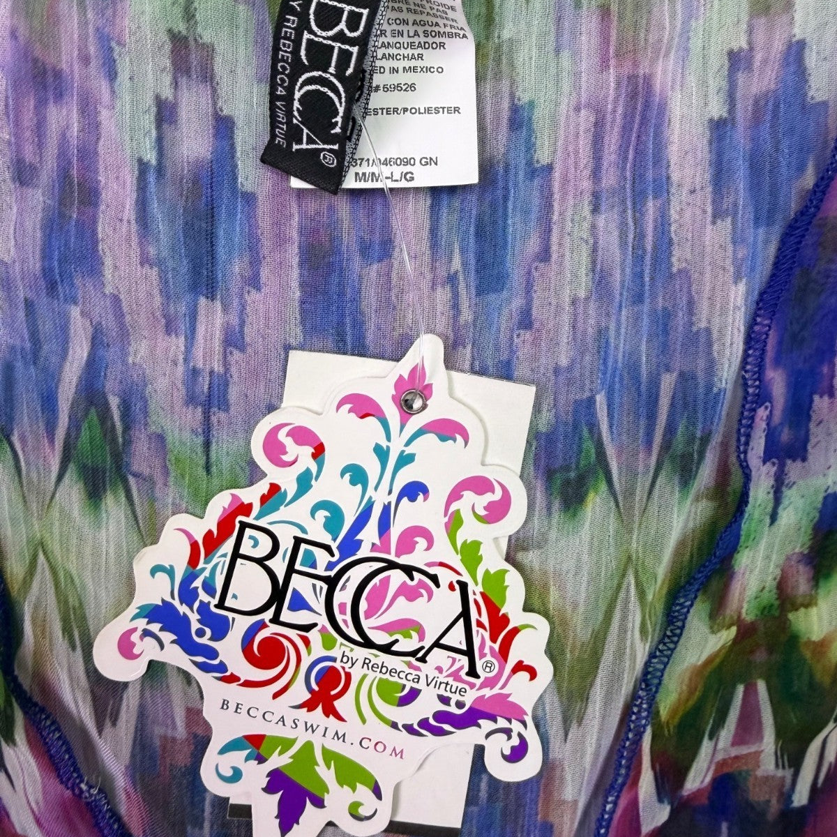 Becca By Rebecca Virtue Womens Multi-Color V-Neck Kaftan Cover-Up Size M-L