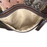 Giani Bernini Womens Brown Multi-Material Patchwork Double Straps Tote Bag