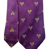 H. Stockton Men’s Purple Silk Tennis Racket Pattern Necktie Handmade England