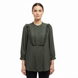 Marc By Marc Jacobs Womens Gray 100% Silk Ruffled Striped Blouse Size 8