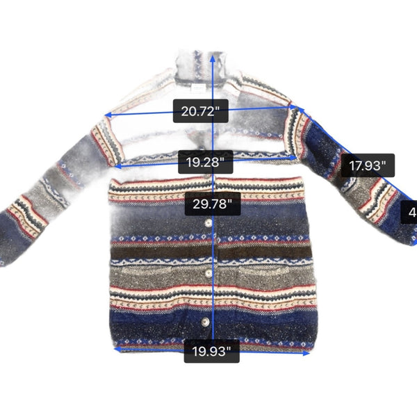 United Colors Of Benetton Womens Multicolor Wool Button-Up Cardigan Sweater Sz M