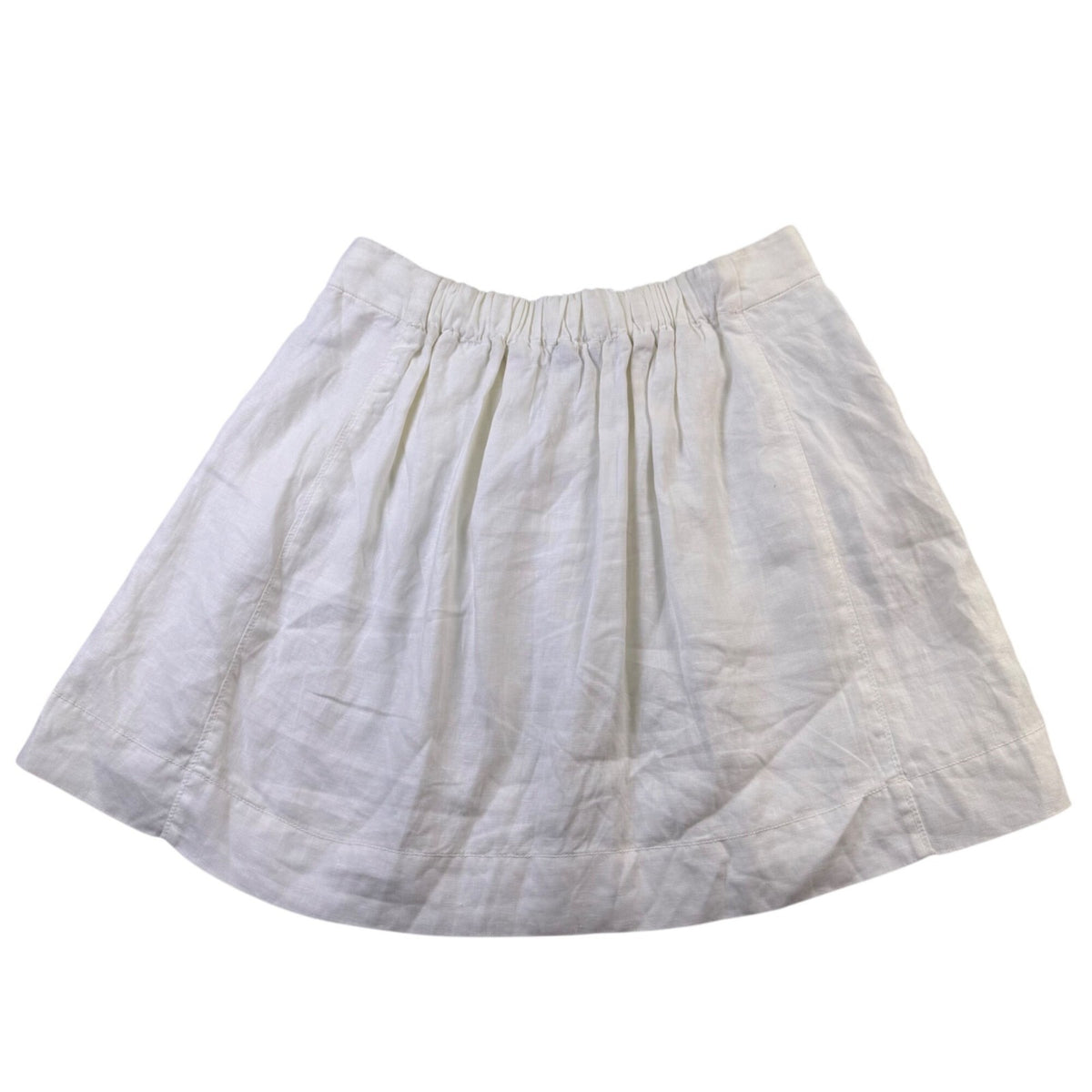 J.Crew Womens White Linen Skirt W/ Cotton Lining Drawstring Waist Size 2
