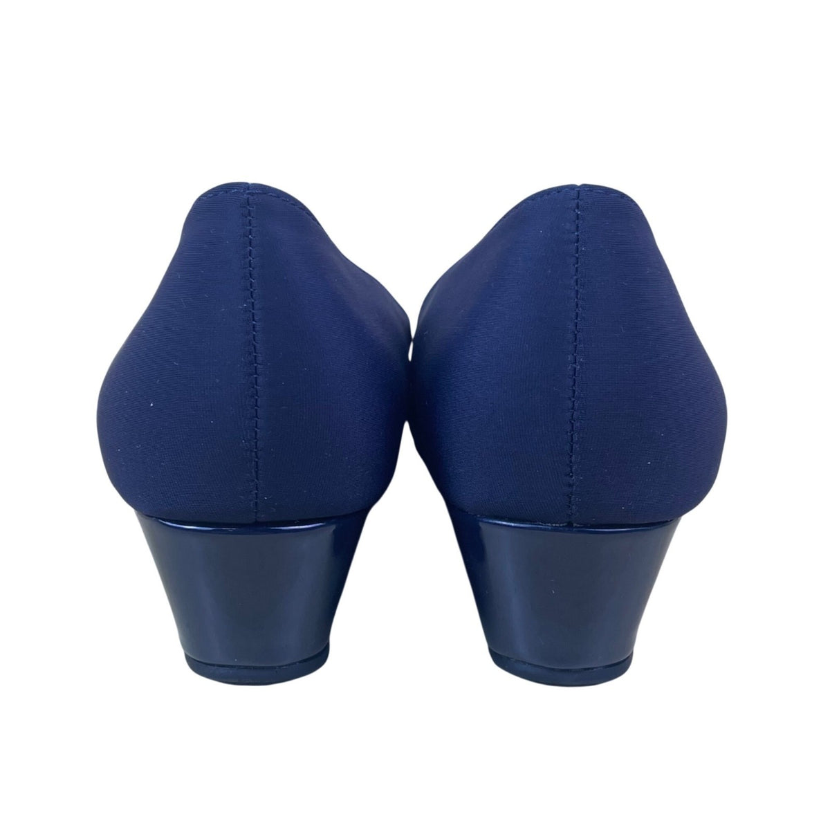 Bandolino Women’s Blue Navy Wedge Candra 2 Peep-Toe Shoes Size 7.5M