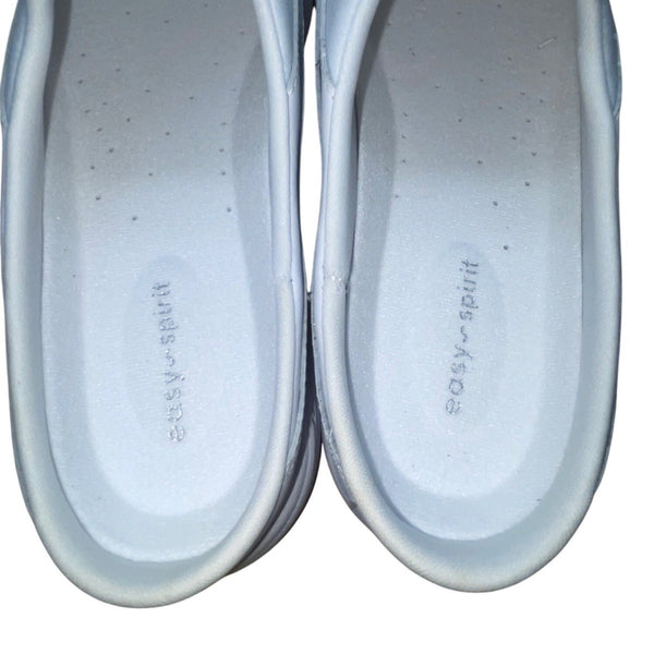 Easy Spirit Women’s White Leather Tourguide Slip-On Mules Shoes Size 11M