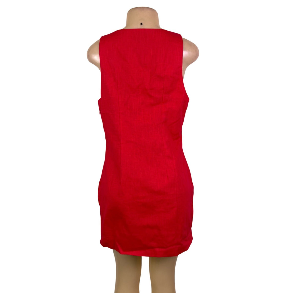 Kaiia Womens Red Linen-Cotton Sleeveless Mini Dress Square Neck Size 12