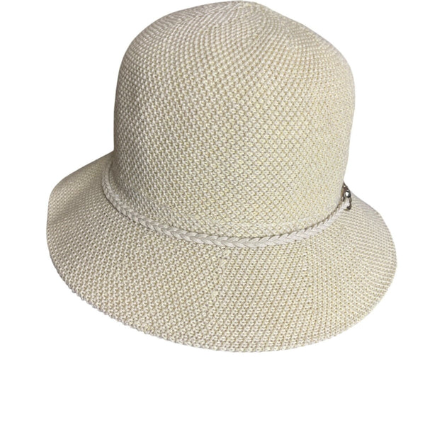Yellow Cloche Hat With Braided Band & Metal Buckle Accent