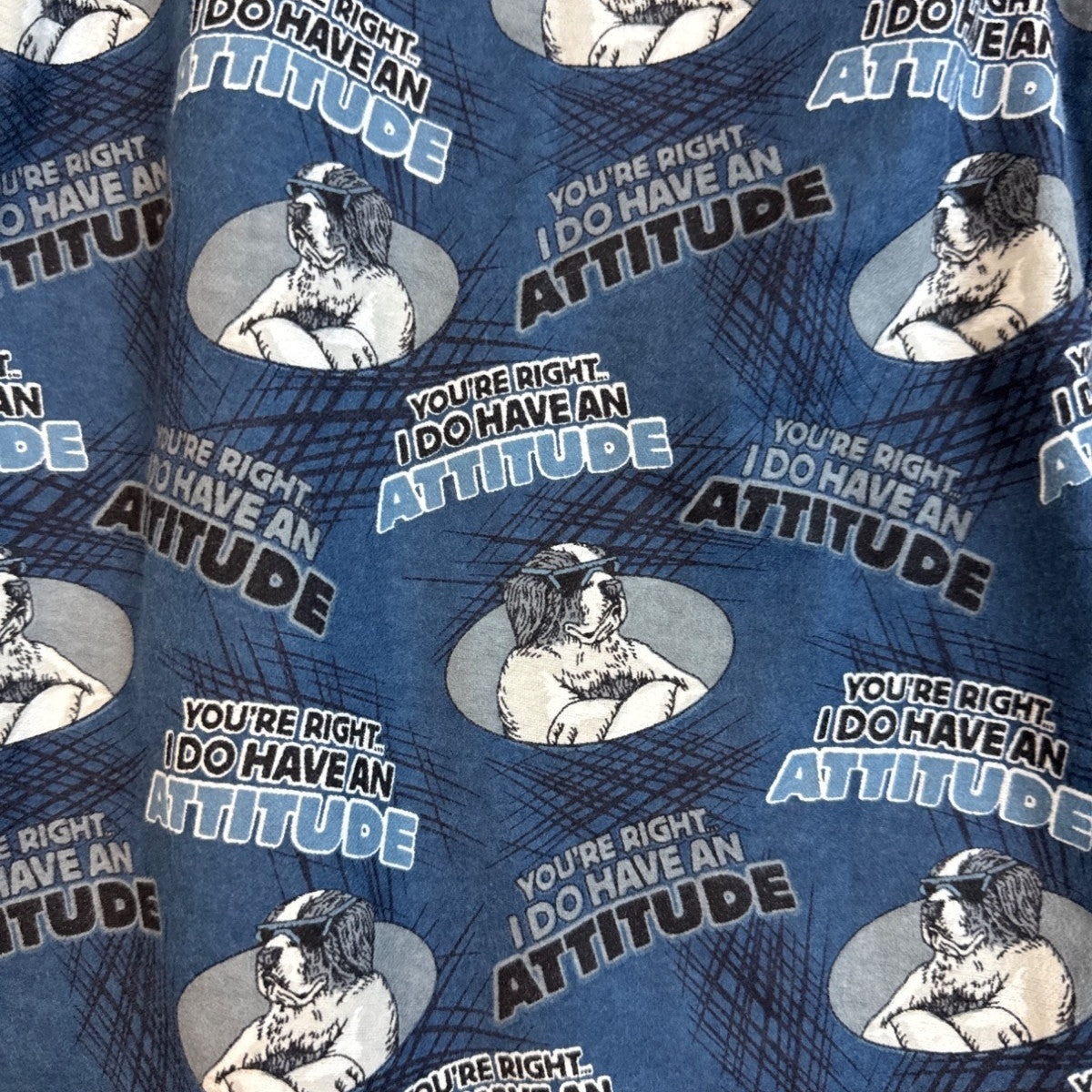 Dog Print Lounge Pant "Youre Right I Do Have An Attitude" Blue White Sz XL - New
