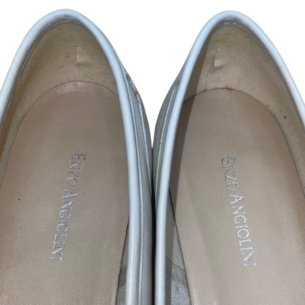 Enzo Angiolini Women’s White Leather Lining And Sole Slip-On Loafers Size 8.5