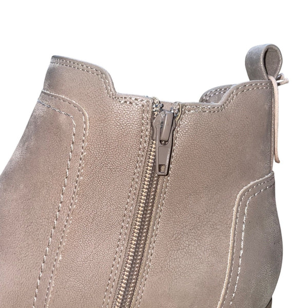 MIA Women’s Grey Faux Leather Side-Zip Pull-On Low Heel Ankle Booties Size 8.5