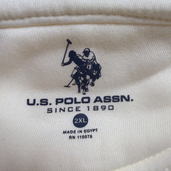 U.S. Polo Assn. Mens Cream & Navy Hoodie Sweatshirt Zip Up 2XL