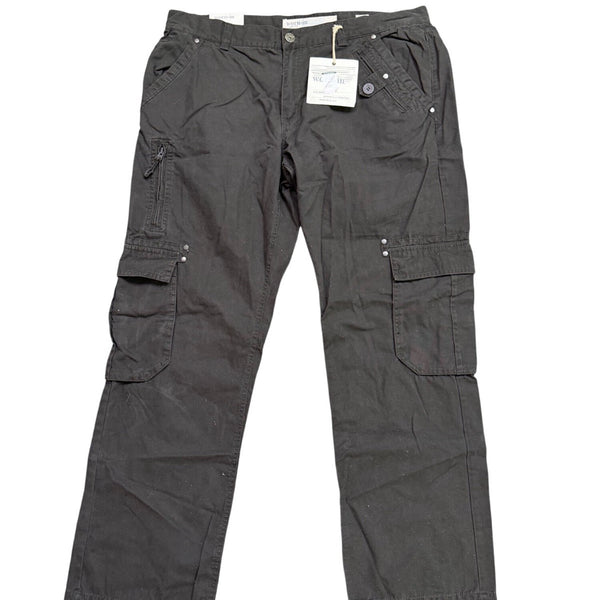 Worn-In Mens Black Cotton Cargo Pants Relaxed Fit Durable With Pockets Size 40